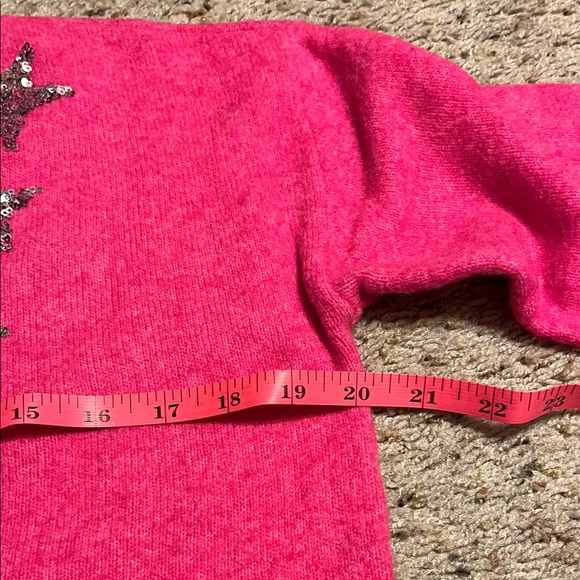 LOFT Pink V-Neck Sweater with Glitter Stars - Picture 5 of 6